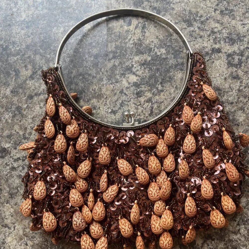 PURSE, VINTAGE BEADED, CLUTCH EVENING BAG